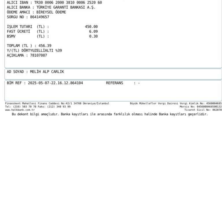 EFT İle Yatırdığım 450 TL Misli Hesabıma Geçmedi, Acil Çözüm Bekliyorum