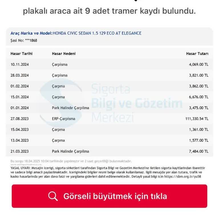 Çiftçioğlu Otomotiv Aracın Hasar Geçmişi Gizlenerek Yanıltıcı Bilgi Verildi!