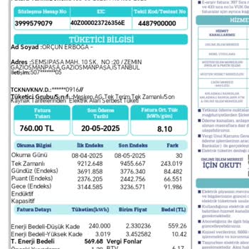 Elektrik Fatura Tutarındaki Artış Ve Tazminat Bedeli Hakkında Bilgi Talebi