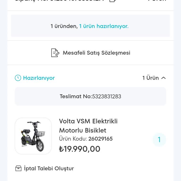 Elektrikli Bisiklet Teslimatında Gecikme Ve Yetersiz Bilgilendirme