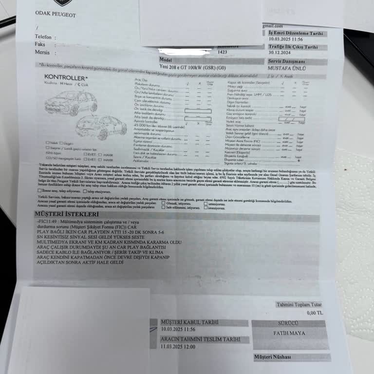 Sıfır Araçta Bitmeyen Parça Bekleyişi Ve İlgisiz Servis