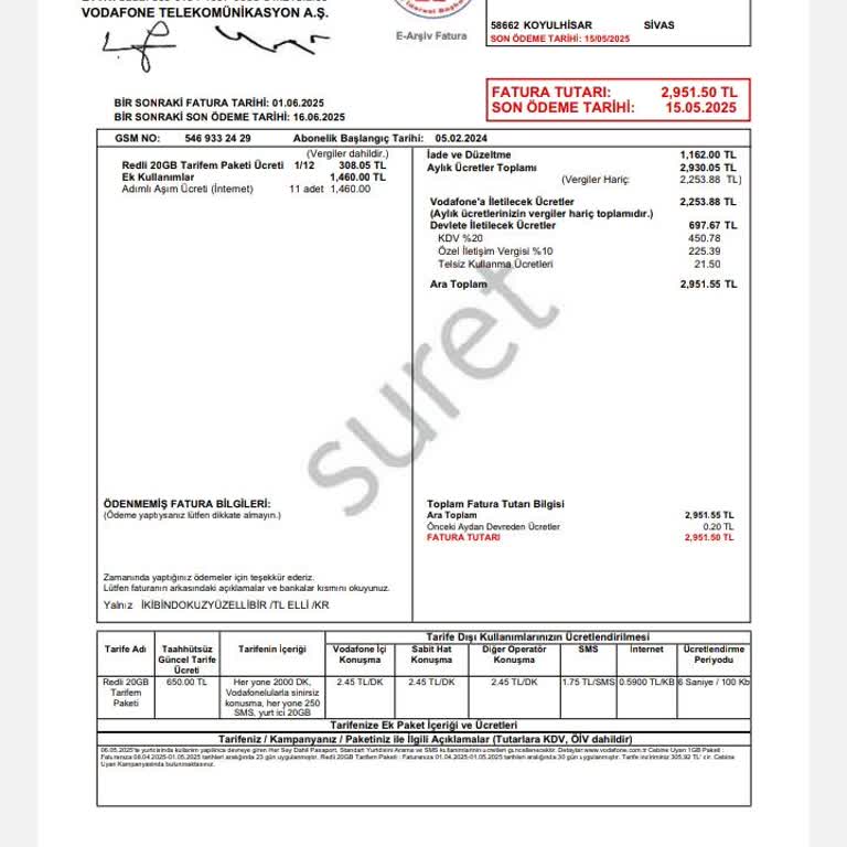 Faturada Beklenmedik Artış Ve Hatalı Paket Aşımı Nedeniyle Hat Kapatma Talebi