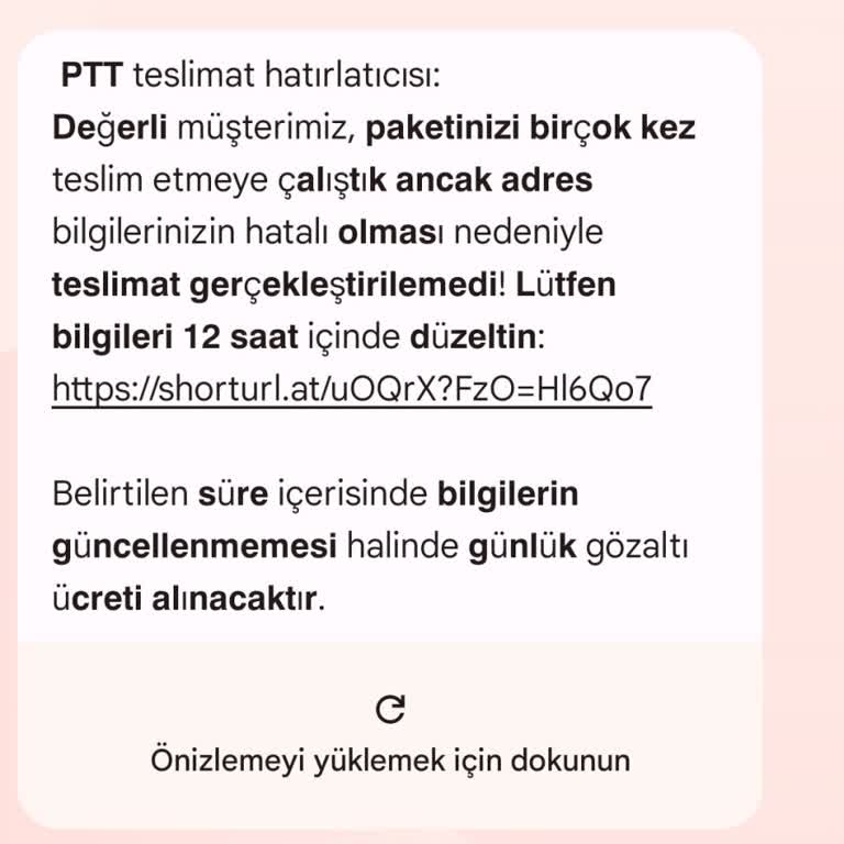 PTT Adına Gelen Sahte Mesajlar Ve Güvenlik Endişesi