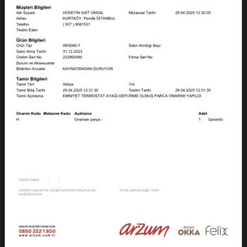 Arzum Çay Sefası: Garanti Kapsamında Çözülemeyen Arıza Mağduriyeti