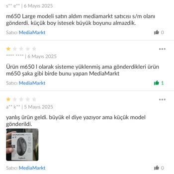 Büyük Boy Mouse Siparişi Verdim, Küçük Boy Gönderildi Ve Değişim Yapılmadı