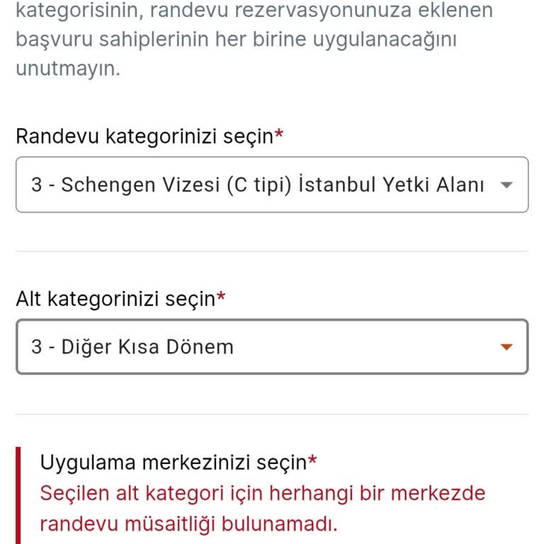 VFS Global'da Kısa Dönem Vize Randevusu Bulamıyorum