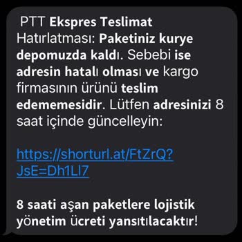 PTT Kargo Adına Gelen Mesajla Kartımdan Yüklü Miktarda Para Çekilmeye Çalışıldı