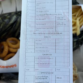 Popeyes Siparişimde Eksik Ürün Ve Tekrarlayan Mağduriyet