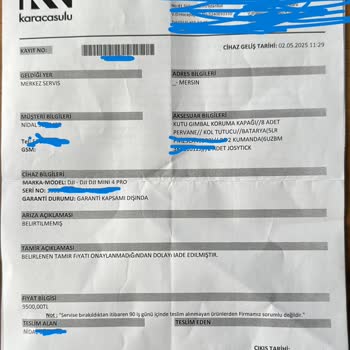 Garanti Kapsamında Olmasına Rağmen Onarılmayan Ve Parçaları Eksik Gönderilen DJI Mini 4 Pro