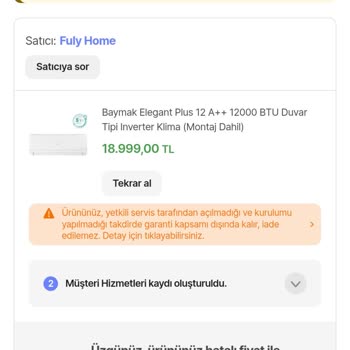 Hatalı Fiyatla Satılan Klimanın Siparişinin Keyfi İptali Ve Şikayetlere Duyarsızlık