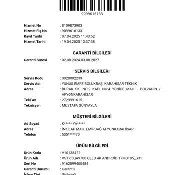 Servis Ve Müşteri Hizmetleri Arasında Çelişki: TV'deki Cızırtı Sorunu Giderilmedi