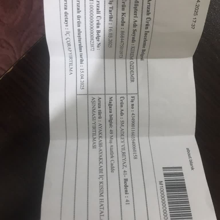 Kısa Sürede Yırtılan Ayakkabımın Değişimi Reddedildi