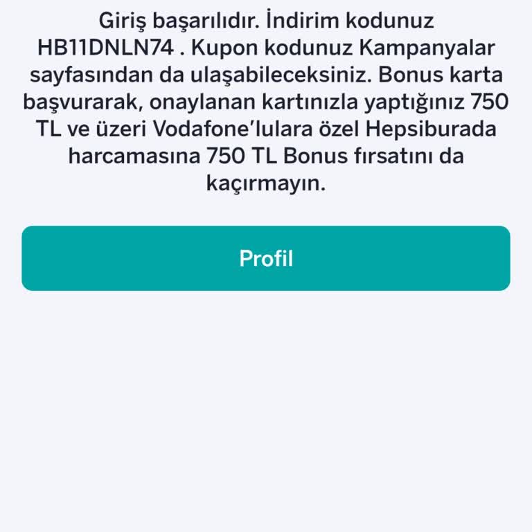 Vodafone Garanti BBVA Hepsiburada Kampanya Kodu Çalışmıyor