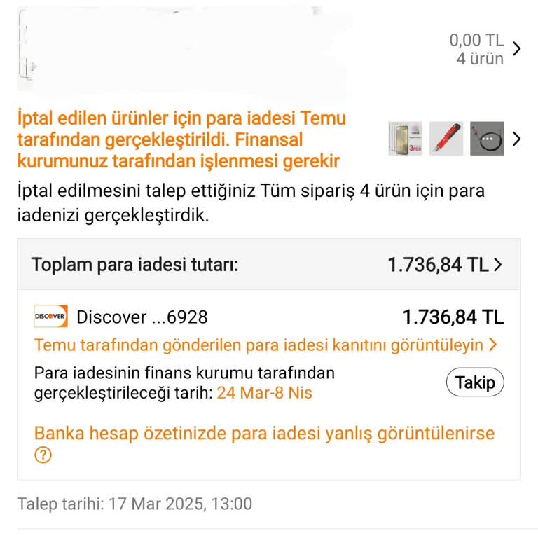 Temu Sipariş İptali Sonrası Para İadesi Yapılamıyor