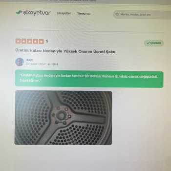 Arçelik Kurutma Makinesi Tambur Kırılması Ve Servis Desteği Sorunu