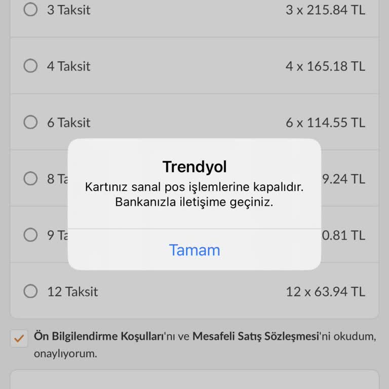 Trendyol Ödemede Hata Alıyorum!