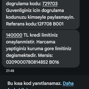 Onayım Olmadan Kredi Başvurusu Yapıldı Ve Bilgilendirme Mesajı Geldi