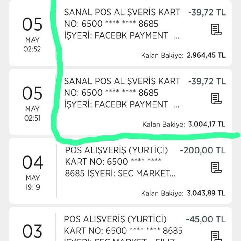 Haberim Olmadan Hesabımdan İki Kez Facebook Payment Kesintisi Yapıldı!