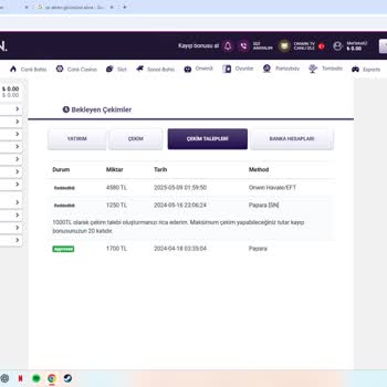 Onwin Bahis Kazanç Çekim Talebim Onaylandıktan Sonra Reddedildi