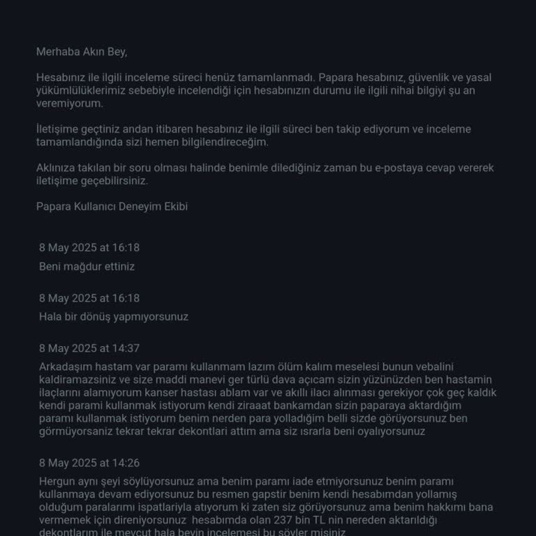 Papara Hesabım Sebepsiz Kapatıldı, Paramı Alamıyorum