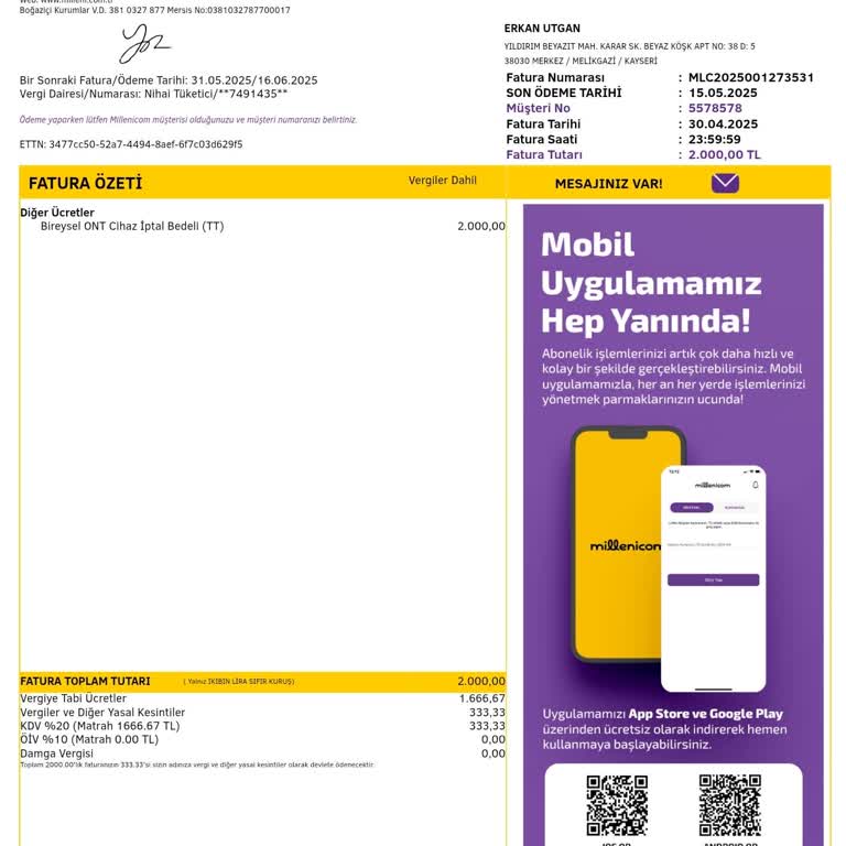 İade Edilmeyen Cihaz Nedeniyle Haksız Ekstra Fatura