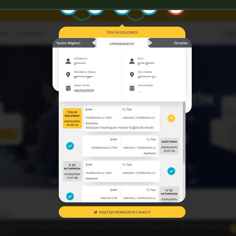 PTT Kargo Teslimat Yapılmadan Adresime Gelinmediği İddia Edildi