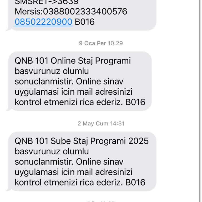 Staj Programı Online Sınavı İçin Bilgilendirme E-postası Gönderilmedi