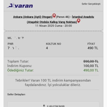Varan Turizm İptal Edilen Seferde Biletimi Kullandılar Para İadesi Yapılmadı