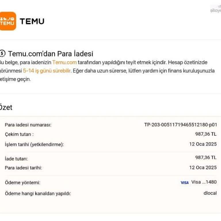 Temu'dan İptal Edilen Siparişin İadesi 120 Gündür Yapılmadı