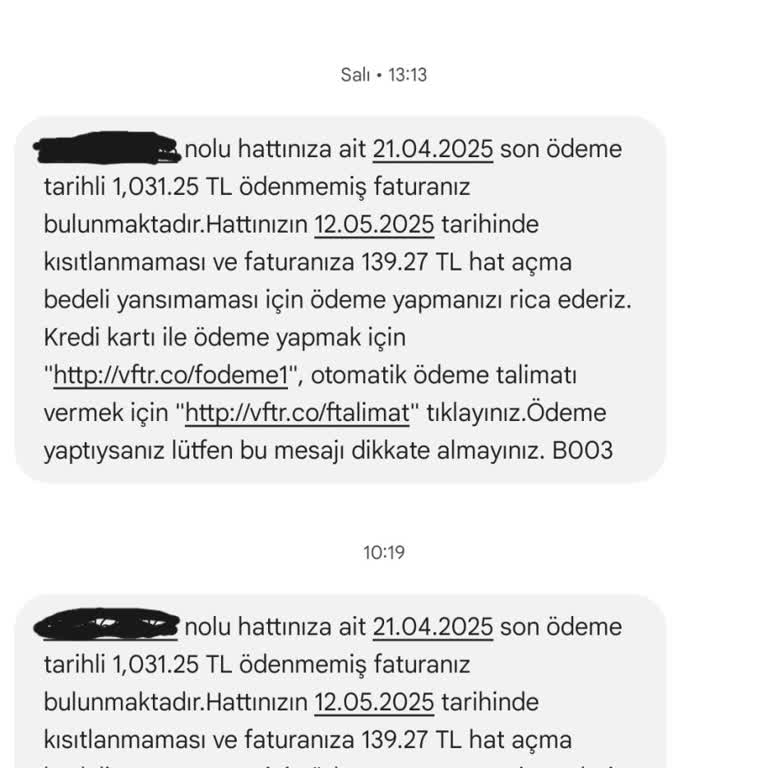 Vodafone'dan Sürekli Yanlış Fatura Mesajları Alıyorum, Sorun Çözülemiyor
