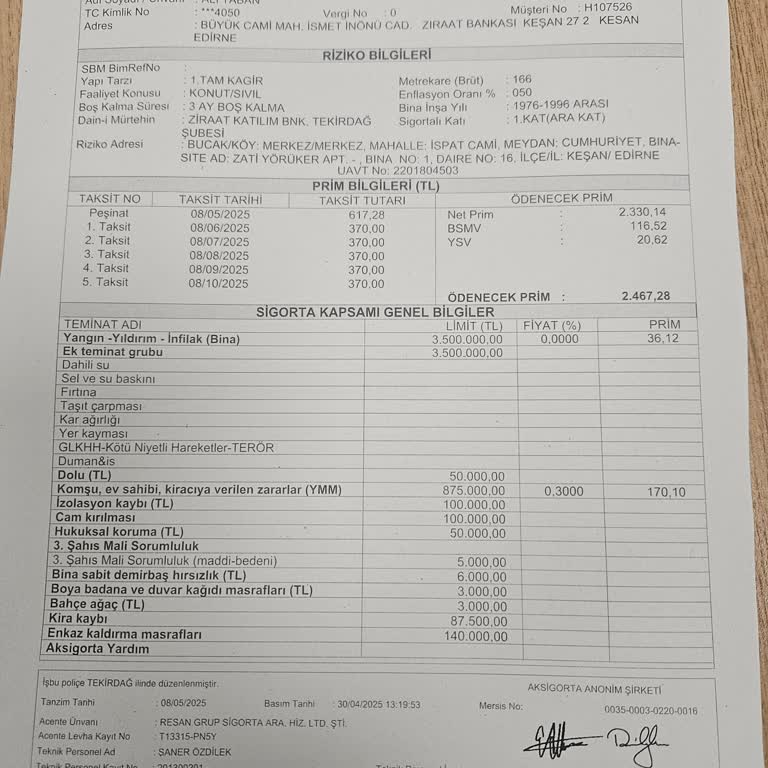 Konut Sigortası Poliçesinde Banka Ve Özel Şirket Arasındaki Fiyat Farkı Nedeniyle Mağduriyet