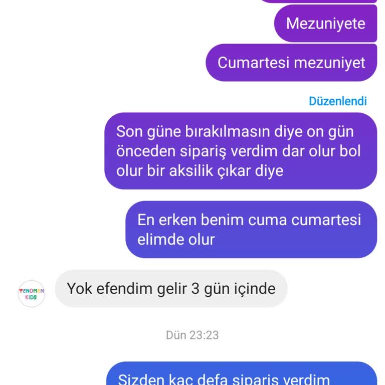 Mezuniyet Elbisesi Siparişim Zamanında Teslim Edilmedi, Çocuğum Mağdur Oldu