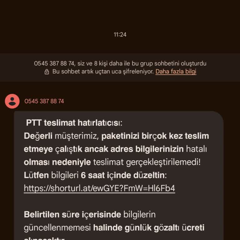 PTT Adına Gelen SMS'ler