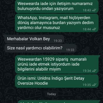 Weswear İade Sürecinde İletişim Kurulamıyor