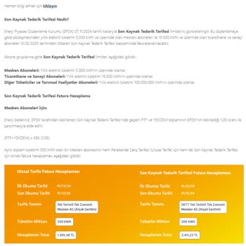 Enerji Tüketim Hesabında Yanlışlık Ve Tarife Değişikliği Mağduriyeti