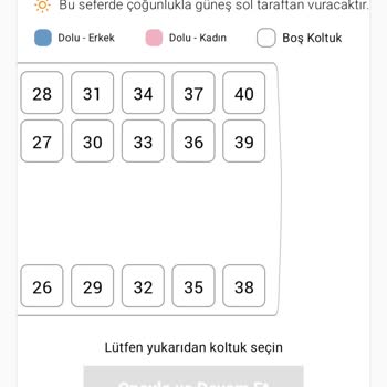 Satın Alınan Koltuk Numarası Tekli Değil, Çözüm Sunulmadı