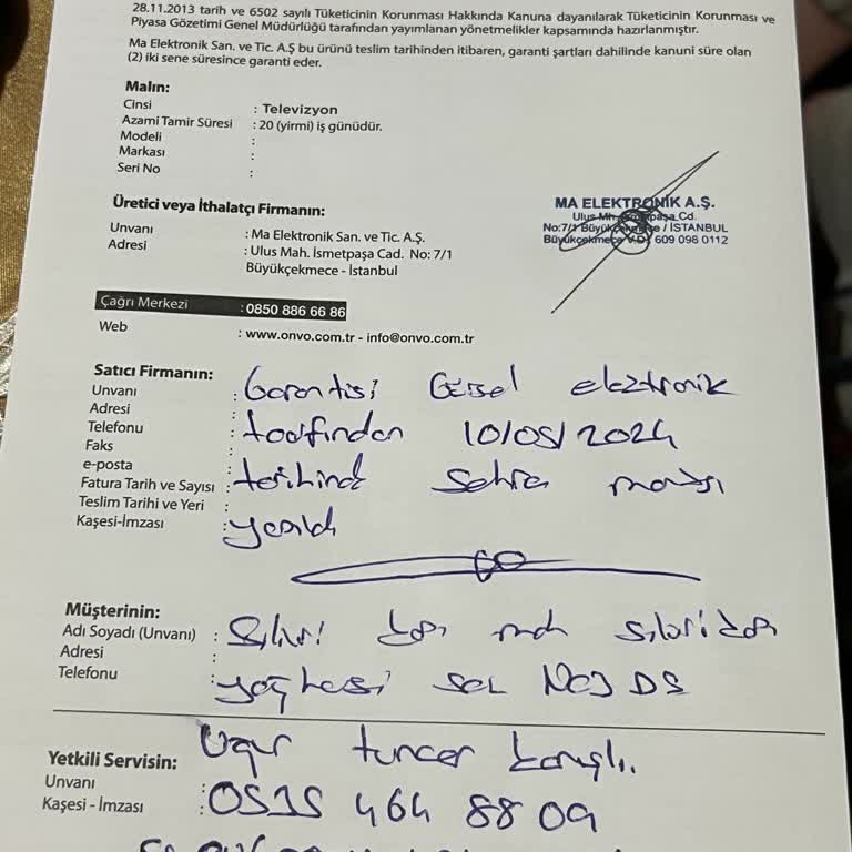 Onvo TV Garanti Sürecinde Yaşanan Teknik Ve Servis Sıkıntısı