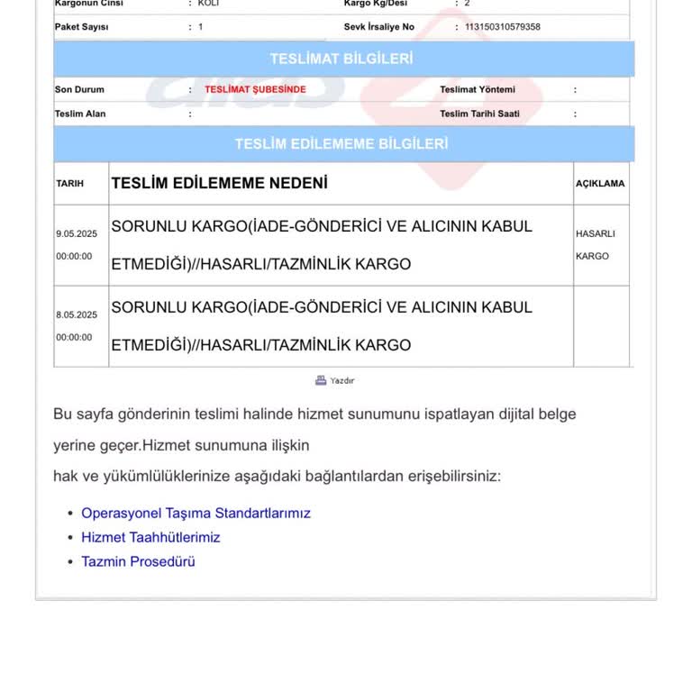 Kargomu Teslim Etmeden Şubeden Almamı İstiyorlar!