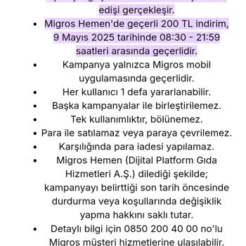 Migros Yemek Kampanyası Kuponu Tanımlanmadı, Hak Kaybı Riski