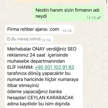 Firma Rehberi Ajansından Gelen Ödeme Talebi Ve Şüpheli Bilgilendirme
