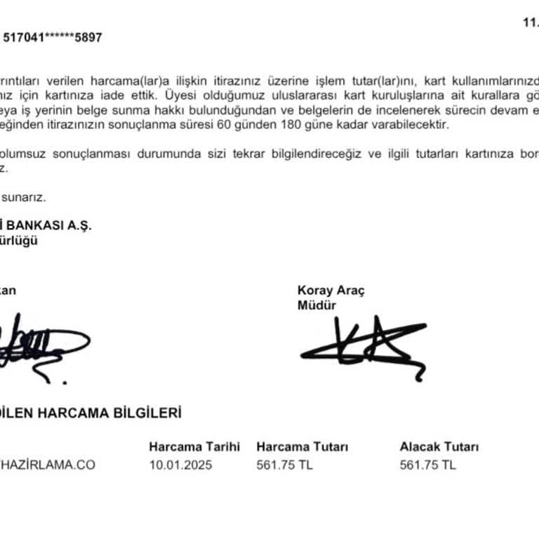 İtiraz Sonrası İade Edilmeyen Ücret Mağduriyeti