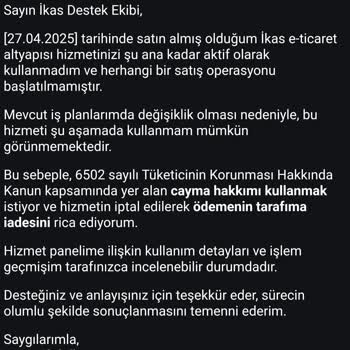 İade Talebim Reddedildi, Panel Kullanımında Sorunlar Yaşadım