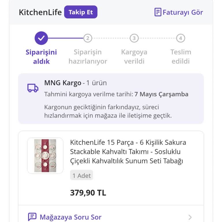 Satın Aldığım Kahvaltı Takımı Tedarik Edilemedi İletişim Sağlanmadı Mağdur Oldum