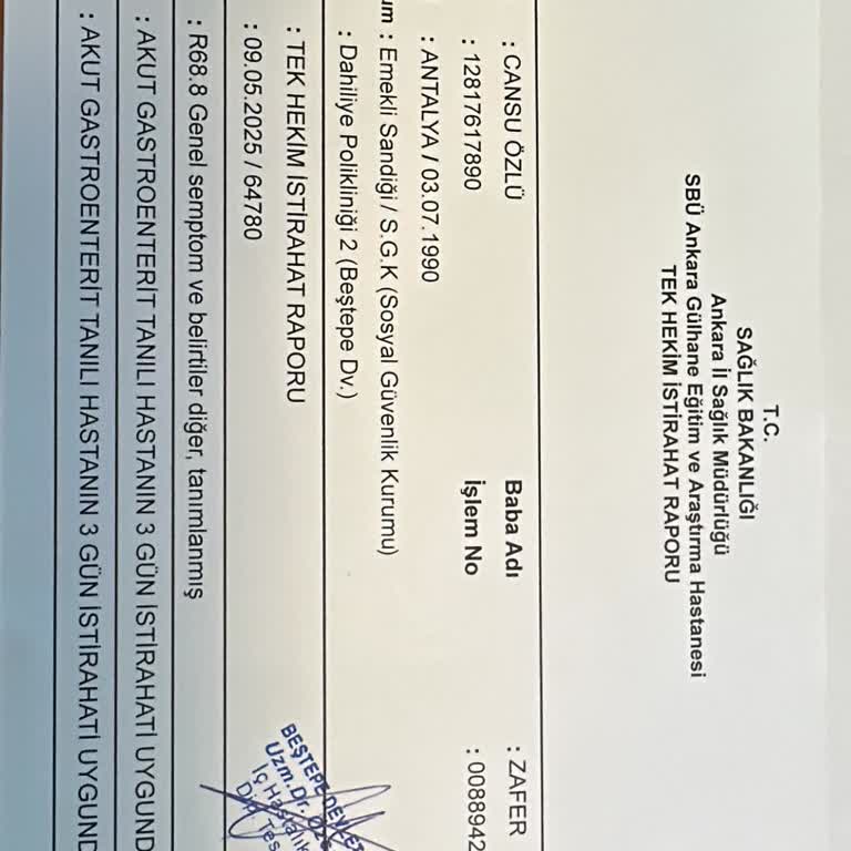 Hastalık Raporuna Rağmen Bilet İptali Yapılmadı, Para İadem Engelleniyor