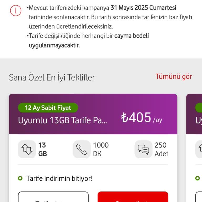 Tarife Yenilemede Yüksek Fiyat Ve Uygun Seçenek Sunulmaması