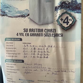 Arızalı Su Arıtma Cihazı İçin Garanti Kapsamında Çözüm Bulunmuyor
