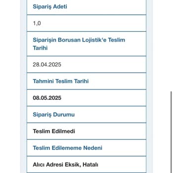 Sipariş Verdiğim TV Kargo Sorunu Nedeniyle Teslim Edilmedi