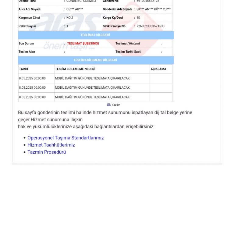 Altınova Aras Kargo Teslimat Gecikmeleri Ve İlgisizliği