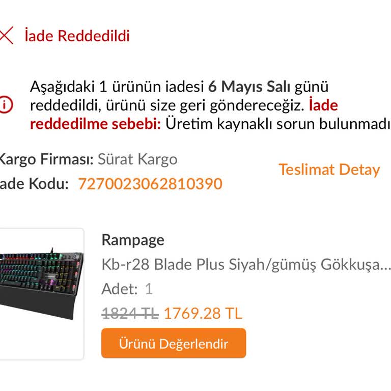 Satın Aldığım Klavye Kısa Sürede Arızalandı, Servis Sorunu Çözmedi