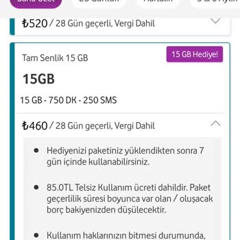 Vodafone'dan Söz Verilen 15GB Hediye İnternetim Verilmedi